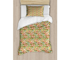 Pastel Vintage Art Flowers Duvet Cover Set