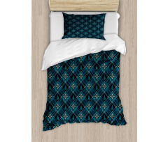 Floral and Checkered Duvet Cover Set