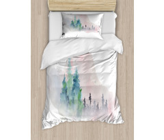 Watercolor Forest Artwork Duvet Cover Set