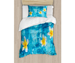 Frangipani Flower Aqua Duvet Cover Set