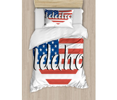 Heart Shaped USA Flag State Duvet Cover Set