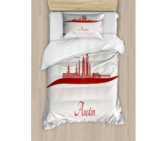 Calligraphic Modern Skyline Duvet Cover Set