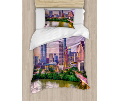 Urban Scene Image and River Duvet Cover Set