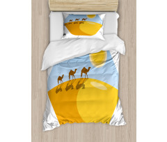 Camels on Desert Cartoon Duvet Cover Set