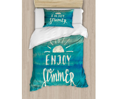 Enjoy Summer on Watercolor Duvet Cover Set