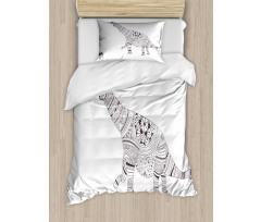 Monochrome Zentangle Dinosaur Duvet Cover Set