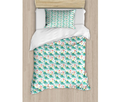 Cartoon of Animal and Palms Duvet Cover Set