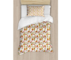 Vintage Fall Flowers Duvet Cover Set