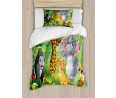 Cartoon Style Wild Animals Duvet Cover Set