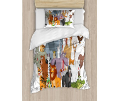 Cheerful Woodland Fauna Duvet Cover Set