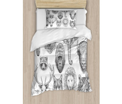 Composition of Animal Heads Duvet Cover Set