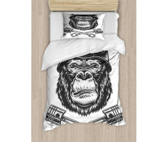 Vintage Style Serious Biker Duvet Cover Set