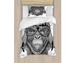 Hipster Grumpy Biker Ape Duvet Cover Set