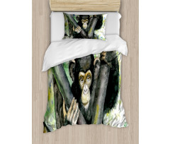 Watercolor Baby Chimpanzee Duvet Cover Set