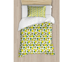 Vivid Summer Citrus Blossom Duvet Cover Set