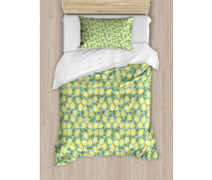 Citrus Fruits Pastel Tones Duvet Cover Set