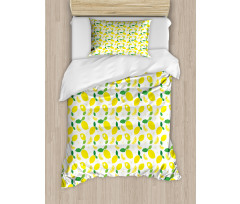 Citrus Leaves Flower Graphic Duvet Cover Set