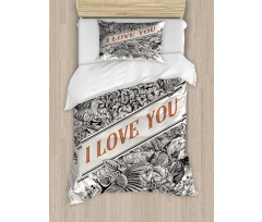 Engraved Flowers Duvet Cover Set