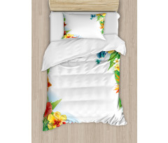 Tropic Flowers Leaves Duvet Cover Set