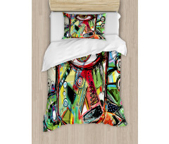 Retro Doodle Birds Duvet Cover Set