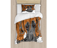 Sad Looking Dog Cartoon Duvet Cover Set