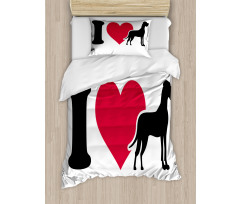 Classic Heart Dog Lover Duvet Cover Set