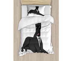 Humorous Dog in Suit Duvet Cover Set