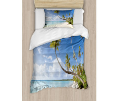 Tropical Beach and Palm Leaves Duvet Cover Set