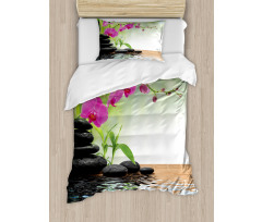 Bamboo Tree Orchid Stones Duvet Cover Set