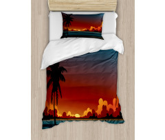 Dramatic Sunset Scene Pattern Duvet Cover Set