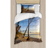 Summer Time Hammock on a Beach Duvet Cover Set