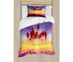 Dramatic Background Palm Trees Duvet Cover Set