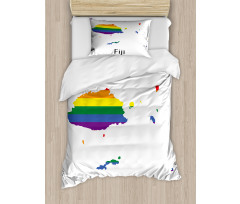 Rainbow Map Design Wording Duvet Cover Set