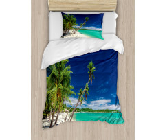 Exotic Beach and Coconut Trees Duvet Cover Set