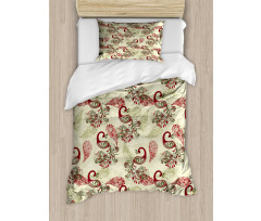 Peacocks and Snowflakes Duvet Cover Set