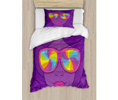 Girl with Rainbow Sunglasses Duvet Cover Set