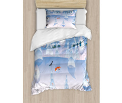 Winter at Woods Animals Duvet Cover Set