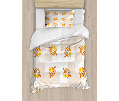 Cartoonish Flying Birds Duvet Cover Set