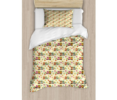 Vivid Fallen Leaves Birds Duvet Cover Set