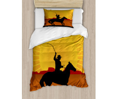 Cowboy on Horse Shade Duvet Cover Set