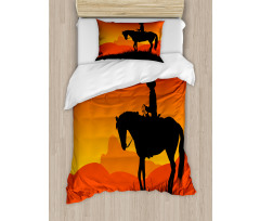 Lonely Cowboy Horseback Duvet Cover Set