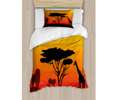 Savannah Animals Sunset Duvet Cover Set