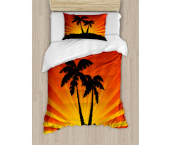 Sunrays Palm Trees Shade Duvet Cover Set