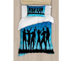 Dancing Crowd Sunrays Duvet Cover Set