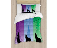 Wolf at Night Howling Duvet Cover Set