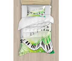 Piano Keys Green Curvy Duvet Cover Set