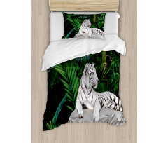 White Tiger in Jungle Duvet Cover Set