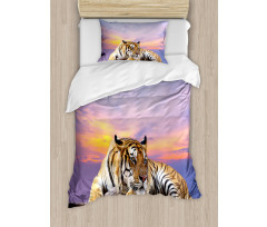 Tiger Colorful Sunset Duvet Cover Set