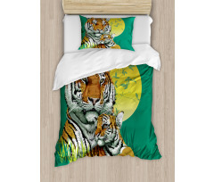 Tiger Family in Jungle Duvet Cover Set