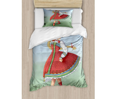 Slavic Girl Dancing Drawing Duvet Cover Set